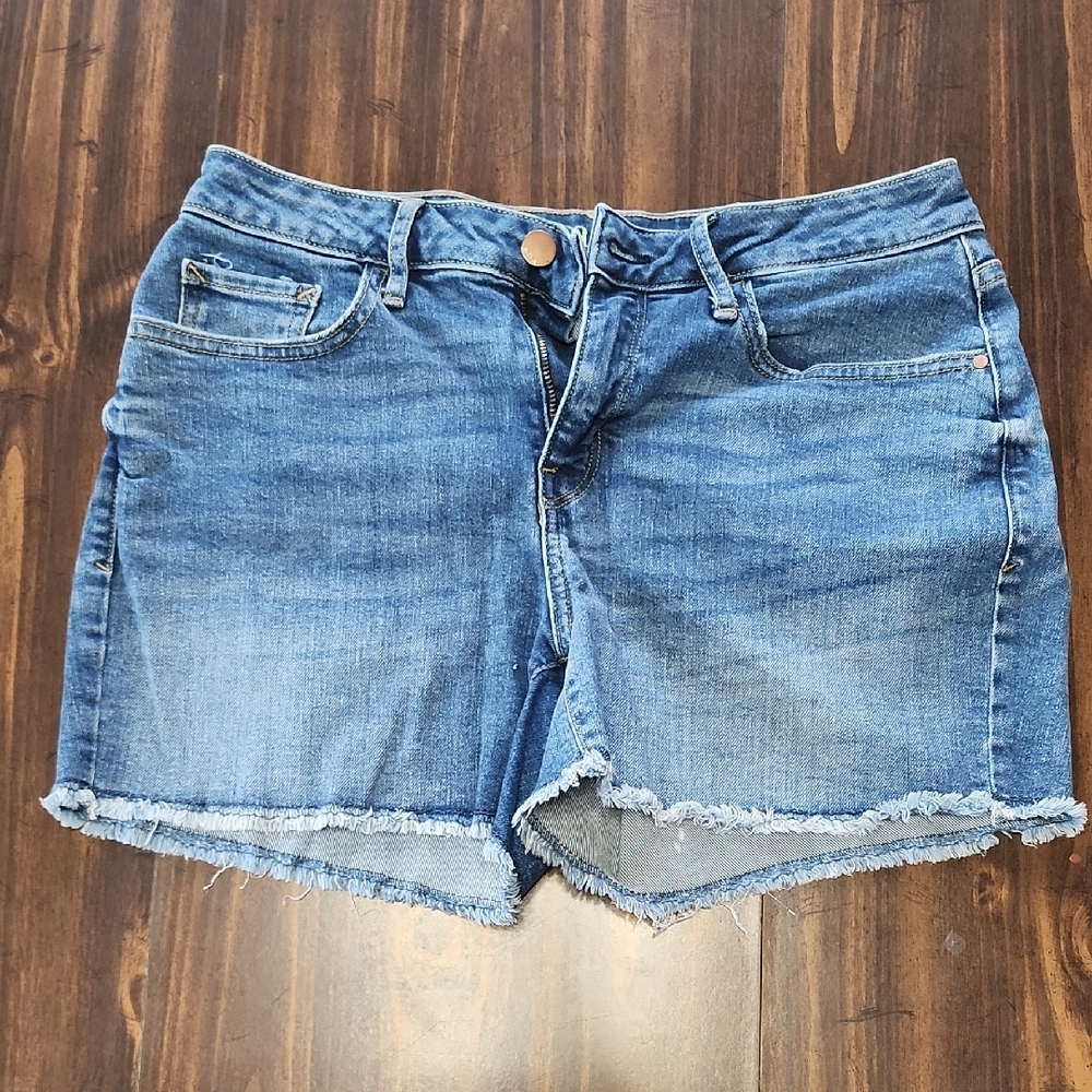 a.n.a Blue Denim Cutoff Shorts with Frayed Hem